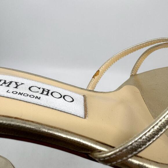 Vintage Y2K JIMMY CHOO ‘Nimbus’ Gold Metallic Kitten Heels - Picture 10 of 11